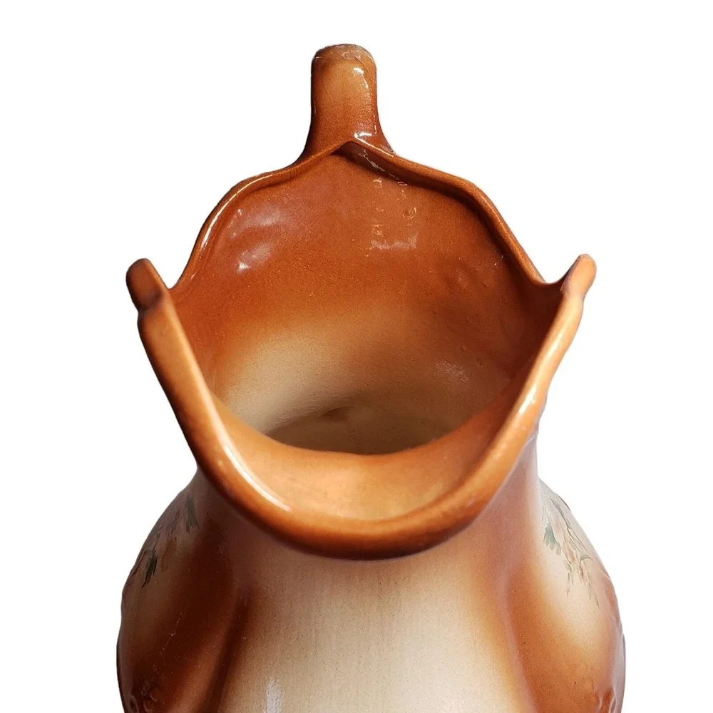 Antique Ironstone‎ USA Water Pitcher Copper Rust Ombre Floral